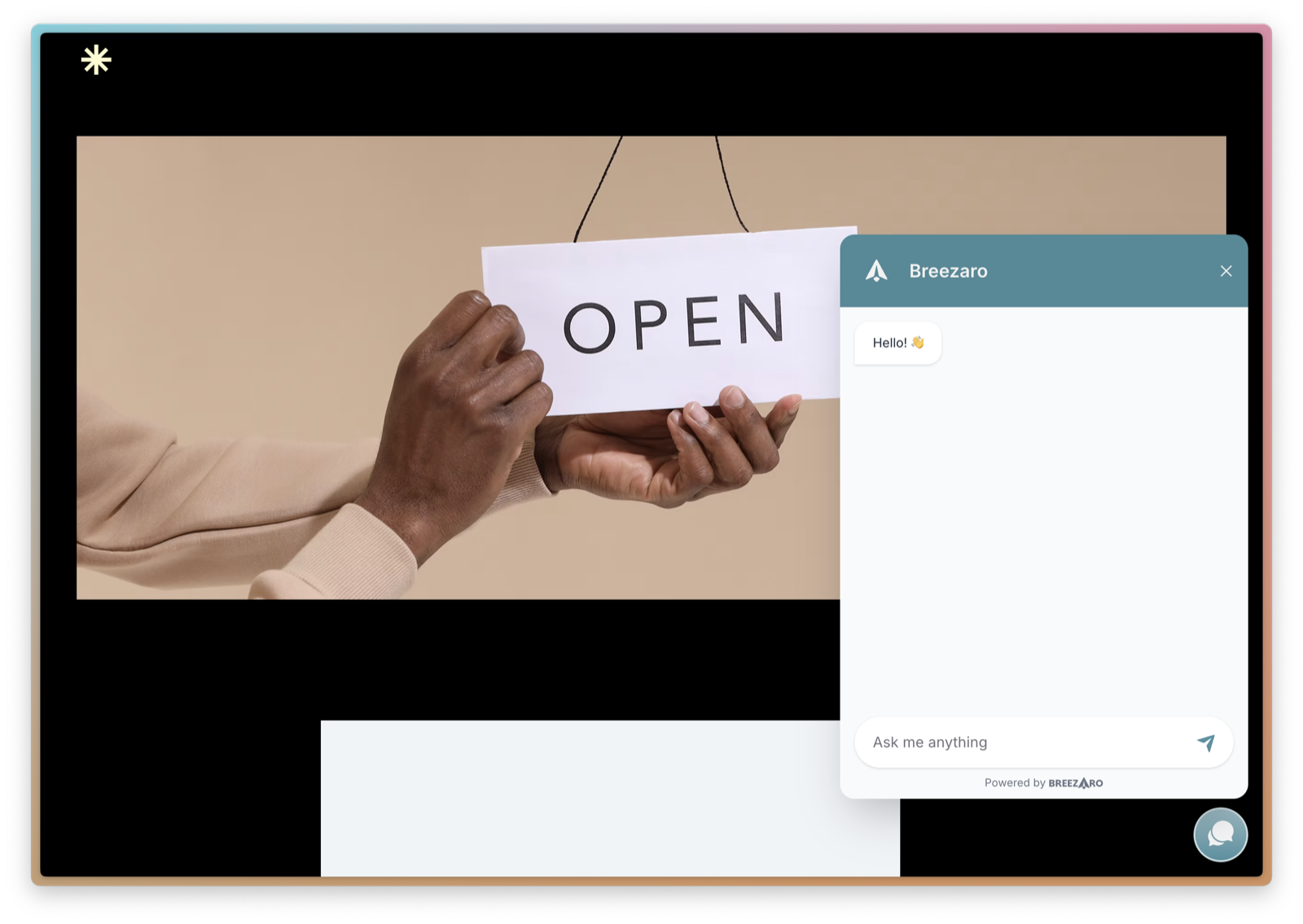 Widget displayed on website